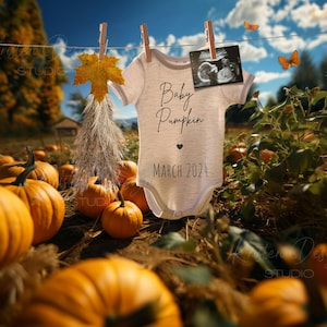 Digital Pumpkin Patch Pregnancy Announcement, Digital Autumn Baby Announcement, Fall Pregnancy, Thanksgiving Social Media Facebook Instagram