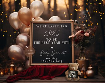 2026 New Years Pregnancy Announcement Digital, Magical New Years Baby Announcement, January Social Media Reveal, Editable Template Instagram