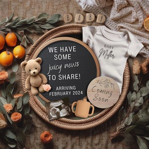 Oranges Pregnancy Announcement, Digital Summer Baby Announcement, Spring Cutie Pregnancy Announce, Juicy News Social Media Instagram Reveal