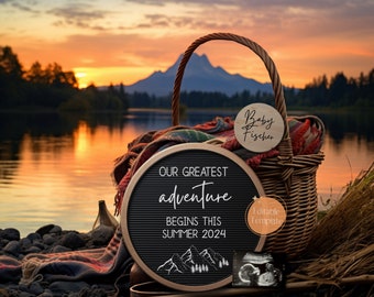 Lake Adventure Pregnancy Announcement, Digital Camping Baby Announcement, Editable Template, Social Media Reveal, Outdoorsy Baby, Instagram