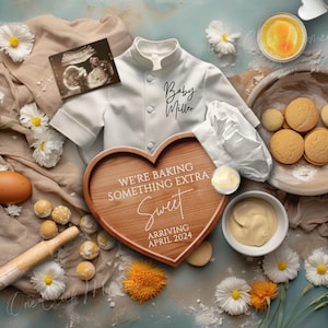 Baking Pregnancy Announcement, Chef Baker Baby Announcement, New Cook in the Kitchen, Neutral Editable Template, Facebook Instagram Reveal