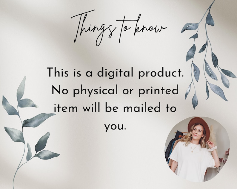 Things to know. This is a digital product. NO physical or printed item will be mailed to you.