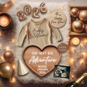 Anuncio digital de embarazo 2026, anuncio de bebé para Año Nuevo, revelación en redes sociales, bebé niña para Año Nuevo, bebé niño para Año Nuevo, nuevo bebé 2026