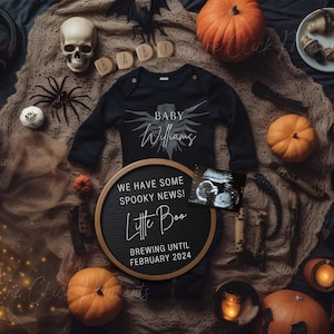 Halloween Digital Pregnancy Announcement, Gothic Social Media Birth Reveal, Spooky Boy Baby Reveal, October Witch Vibes, Fall Pumpkin Baby