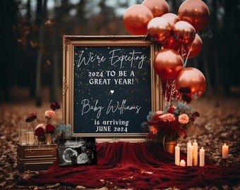 2026 New Years Pregnancy Announcement Digital, Magical New Years Baby Announcement, January Social Media Reveal, Editable Template Instagram
