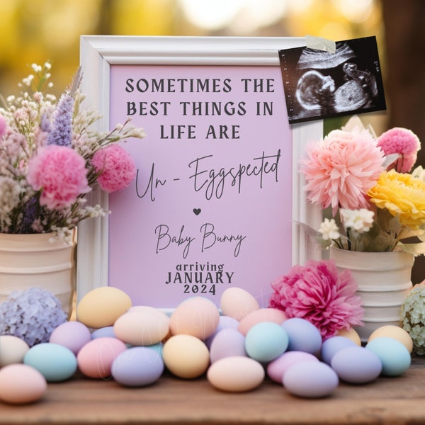 Easter Pregnancy Announcement, Gender Neutral Baby Announcement, Social Media Reveal, Second Baby Girl Boy, Unexpected Baby, Spring Baby #2