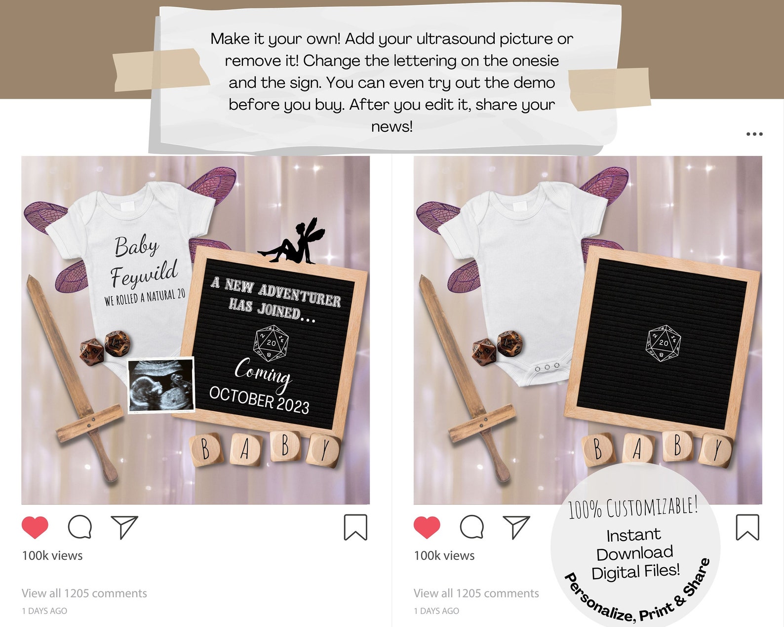 Dungeons and Dragons Feywild Pregnancy Announcement DND Etsy