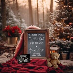 Magical Christmas Pregnancy Announcement, Digital Christmas Baby Announcement, December Baby Reveal, Winter Instagram Baby Editable Template