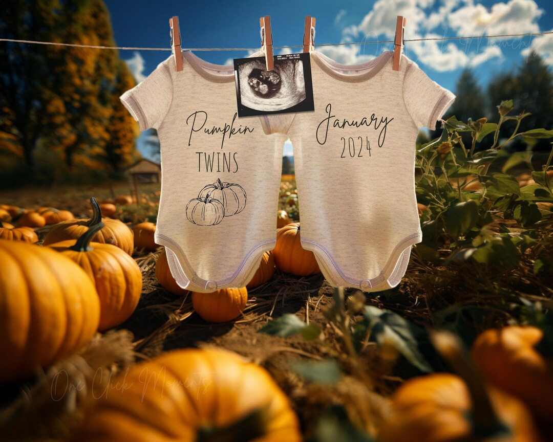 Digital Twins Pumpkin Patch Pregnancy Announcement, Fall Twin Babies ...