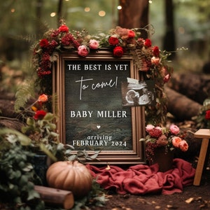 Digital Fall Floral Pregnancy Announcement, Flower Garden Baby Announcement, Pumpkin Forest Social Media Reveal, Editable Template Instagram