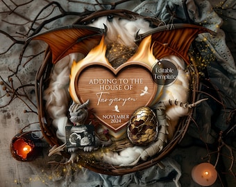 Magical Dragon Pregnancy Announcement, Digital Dragon Baby Announcement, Dragon Egg Gender Reveal, Mother of Dragon Wings, Fantasy Adventure