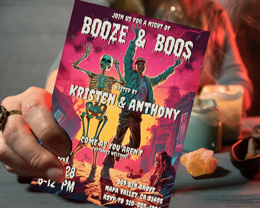 Retro 80s Halloween Party Invitation, Funny Adult Costume Party Digital