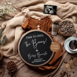 Digital Coffee Pregnancy Announcement, Coffee Girl Baby Announcement, Social Media Gender Reveal, Instagram Reveal, Spill The Beans Template