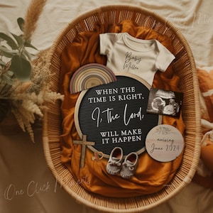 Christian Baby Announcement, Boho Rainbow Pregnancy Announcement, Digital Religious Social Media Reveal, Gender Neutral Editable Template