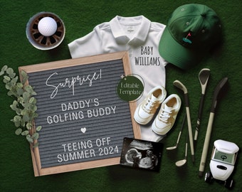 Golf Pregnancy Announcement, Digital Golfer Baby Announcement, Golfing Buddy Social Media Gender Reveal, It's a BOY, Father's Day Boy Sports