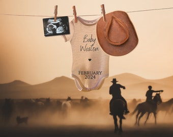 Cowboy Pregnancy Announcement, Country Western Baby Boy Announcement, Editable Template, Digital Social Media Gender Reveal, Rodeo Farm Hand