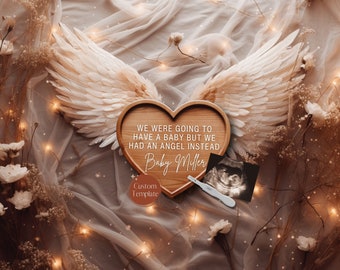 Pregnancy Loss Announcement, Baby Loss Announcement, Digital Angel Wings Miscarriage Announcment, Rainbow Baby Template, Social Media Reveal