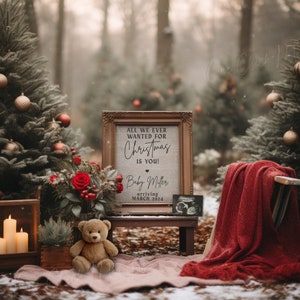 Digital Christmas Tree Pregnancy Announcement, Christmas Baby Announcment, Magical December Social Media Reveal, Editable Template Instagram