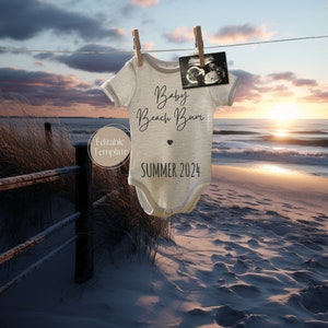 Beach Pregnancy Announcement, Summer Sunset Baby Announcement, Digital Gender Neutral Editable Template, Spring Instagram Facebook Reveal