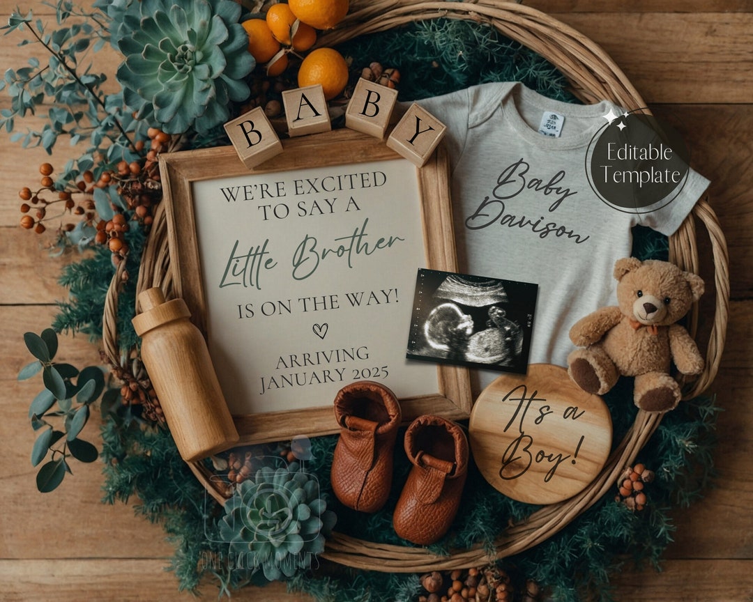 Baby Brother Digital Pregnancy Announcement, It's a Boy Gender Reveal ...