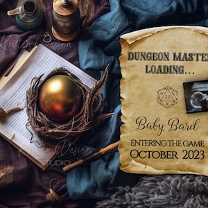 Digital Pregnancy Announcement, DnD Baby Announcement, Dugeons and Dragons Social Media Reveal, Fantasy Dungeon Master Baby Boy, Nerdy Baby