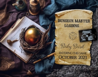 Digital Pregnancy Announcement, DnD Baby Announcement, Dugeons and Dragons Social Media Reveal, Fantasy Dungeon Master Baby Boy, Nerdy Baby
