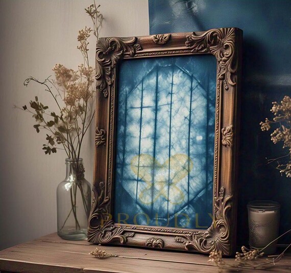 イギリス チーク ウッド バロック 様式 アカンサス 無垢材 手彫り ミラー