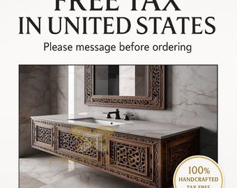 Carved Lombok Single Floating Bathroom Vanity Carving Inspired Cutouts Furniture Two Cabinet Storge