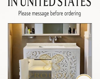 Carved Lombok White Powder Cutouts Bathroom Carving Single Vanity Furniture