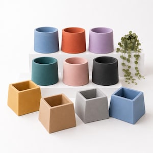 Handmade Circle or Square Concrete Planter: Modern Succulent Pot and Home Decor