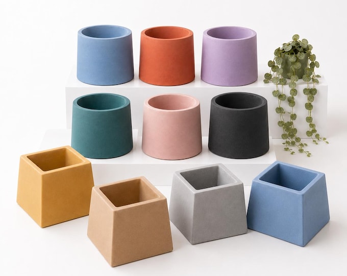 Handmade Small Concrete Planter – Modern Minimalist Pot for Succulents, Cacti, Home Décor