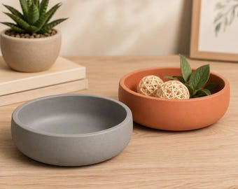 Circle Concrete Bowl – 6″ Modern Cement Succulent Planter, Catch-All Dish & Minimalist Home Decor