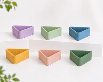 Triangle Concrete Planter: Modern Succulent Pot, Small Outdoor and Indoor Plant Pot