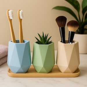 Geometric Concrete Pot: Modern Succulent Planter, Toothbrush Holder