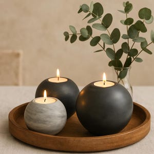 Concrete Sphere Tea Light Holder - Sphere Tea Light Holder - Sphere Center Piece - Sphere Candle Holder - Modern Decor - Tablescapes