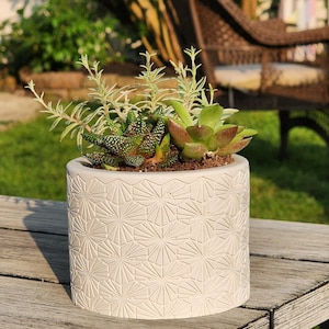 Vintage Concrete Planter Decorative Succulent Pot Medium Pot Modern Decor Unique Gift Wedding/Shower Favor Candle Vessel image 1