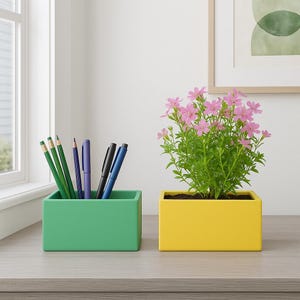 Rectangle Concrete Planter: Modern Succulent Pot, Candle Vessel