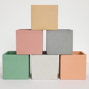 Square Cube Concrete Planter - Succulent Pot -  Pot - Modern Decor - Gift - Wedding/Shower Favor - Concrete Product - Candle Vessel