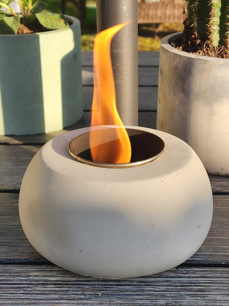 Fire Pit Table Top Fire Pit Fire Bowl Outdoors Concrete Modern Design Elegant Housewarming Gift image 1