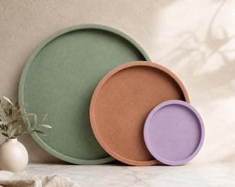 Modern Concrete Circle Tray: Minimalist Decorative Tray and Organizer, Coffee Table Decor