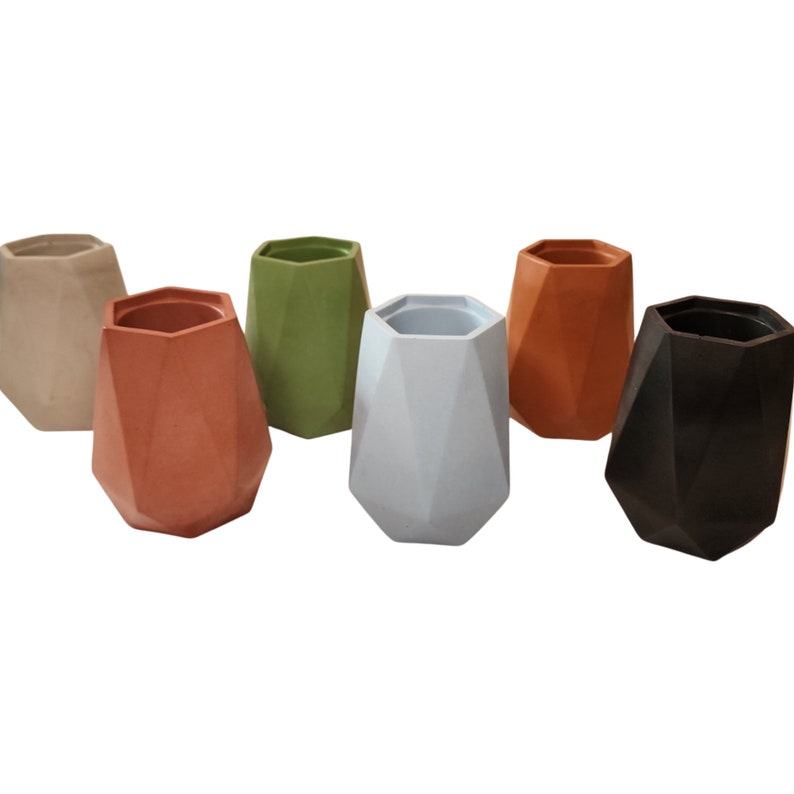 Image showcasing Geometric Concrete Pot: Modern Succulent Planter, Toothbrush Holder - Etsy