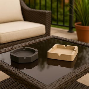 Modern Concrete Ashtray: Octagon or Square, Colorful Home Decor