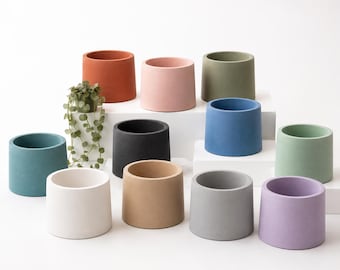 Circle Concrete Planter: Modern Succulent Pot, Candle Vessel