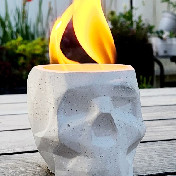 Skull Fire Pit -  Table Top Fire Pit - Fire Bowl - Outdoors - Concrete - Modern Design - Elegant Housewarming Gift