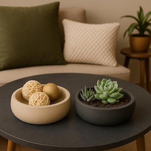 Circle Concrete Bowl – 6″ Modern Cement Succulent Planter, Catch-All Dish & Minimalist Home Decor