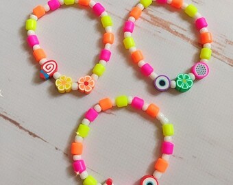 **~ Pac Man bracelet ~ handmade retro fimo bead cute ~** 