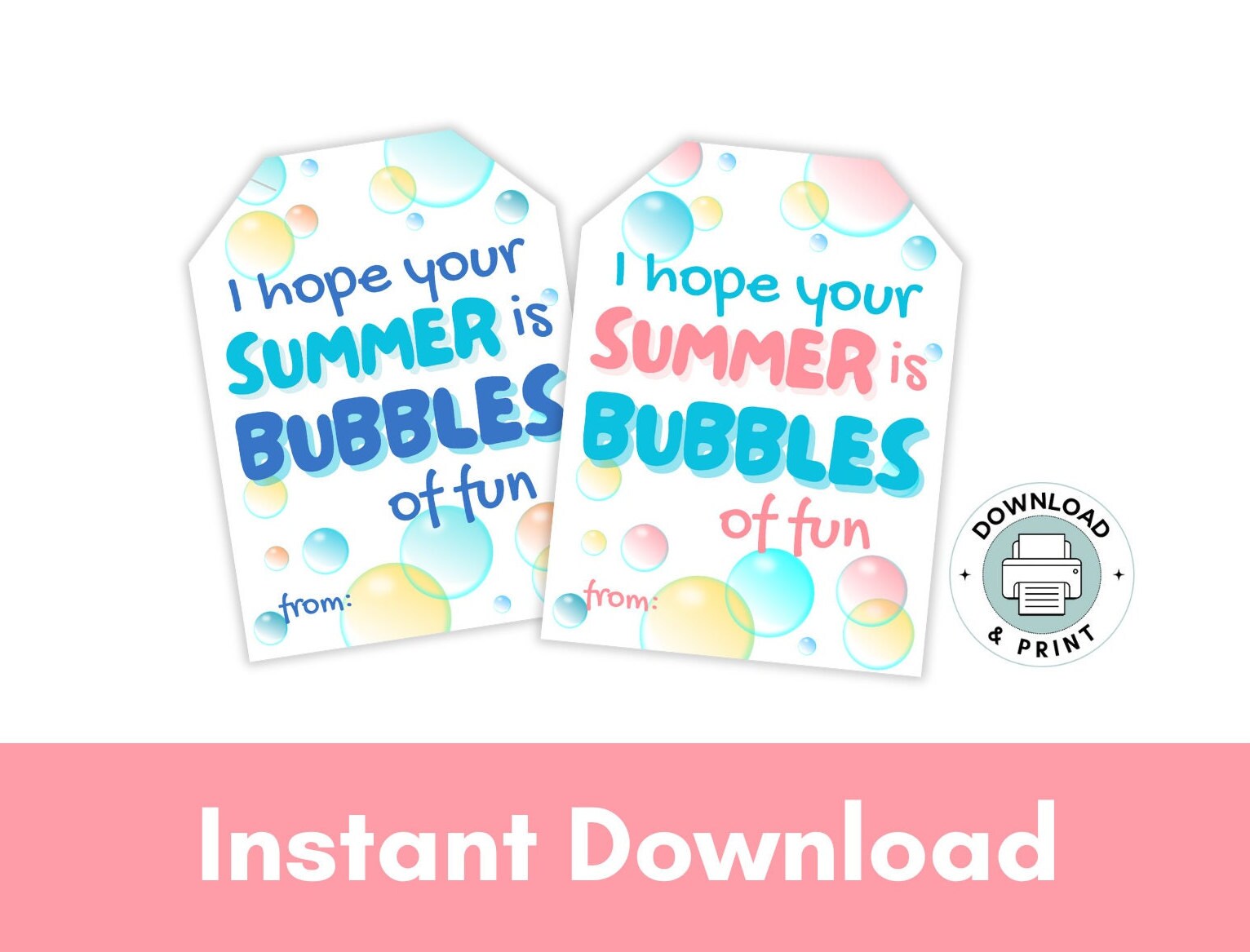 Printable Bubbles Summer Tag. DIY Boy or Girl Candy Free Treat. Perfect ...