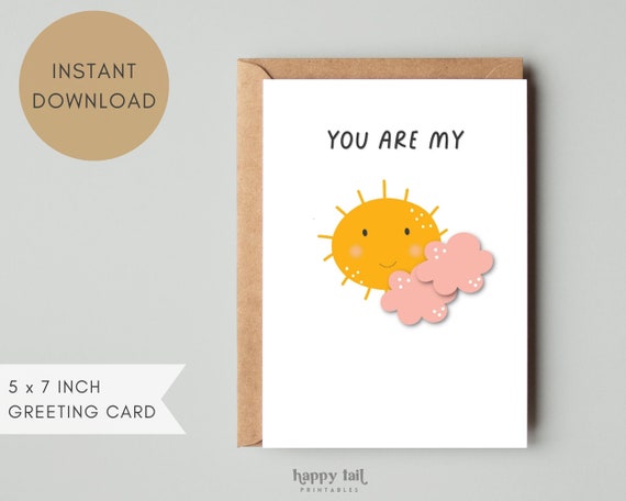 Printable Friendship Card You Are My Sunshine | Etsy