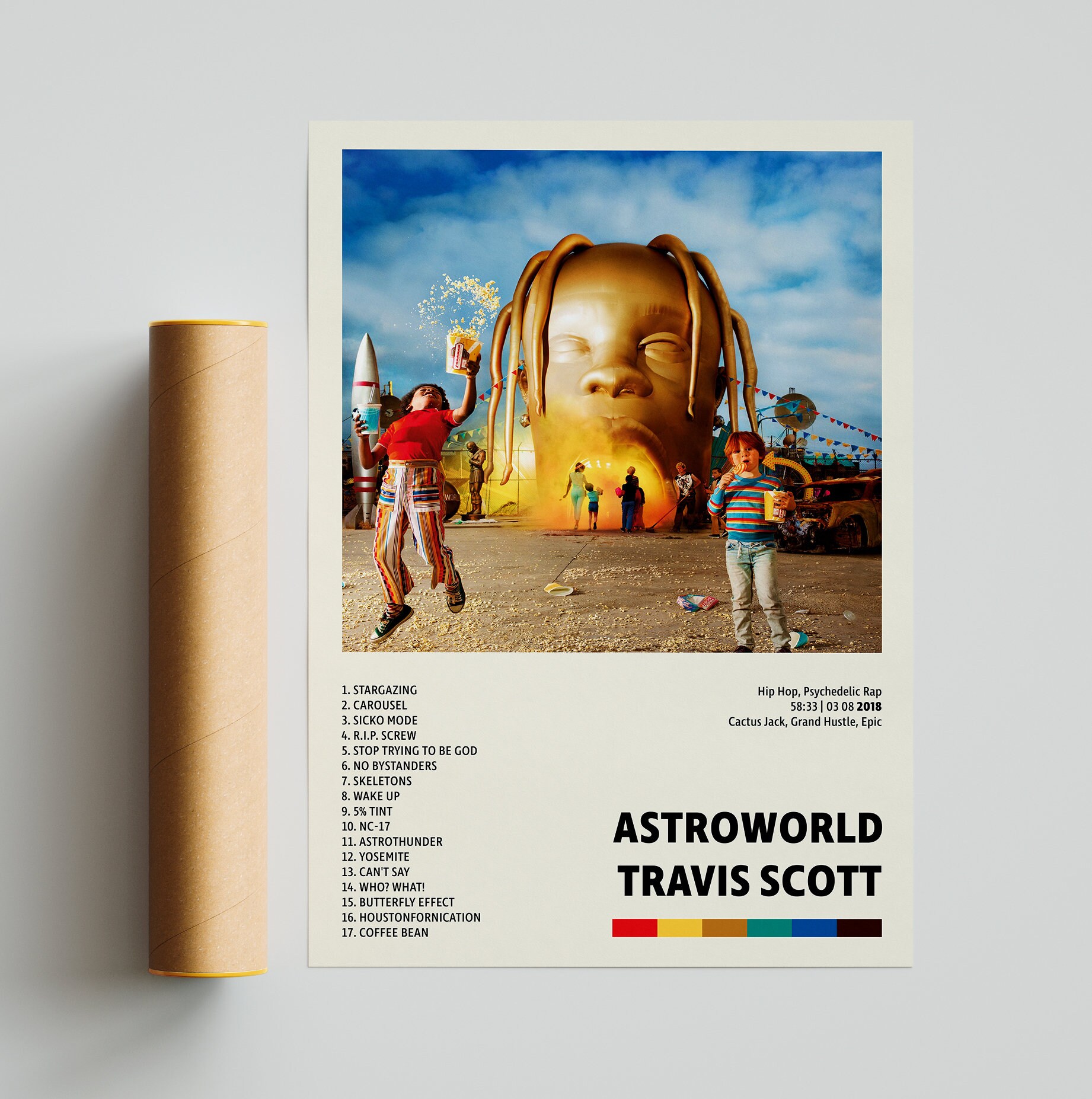 Travis Scott Poster | Astroworld Poster | Tracklist Album Cover Poster | Poster Print Wall Art Custom Poster| Home Decor, HypeBeast Jackboys