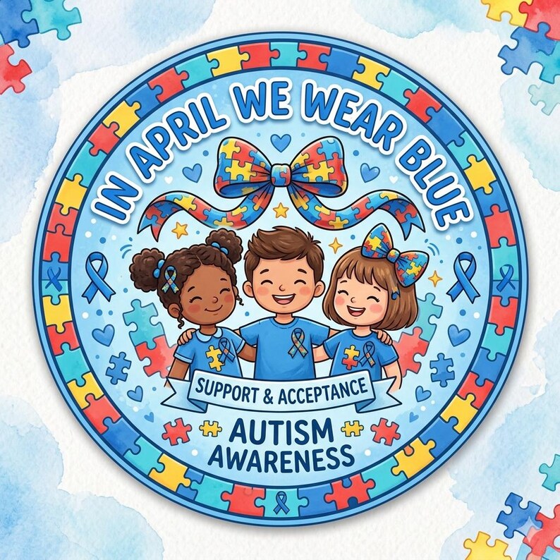 Autism Awareness Month Magnetic Button: Support & Acceptance Wear Blue ...